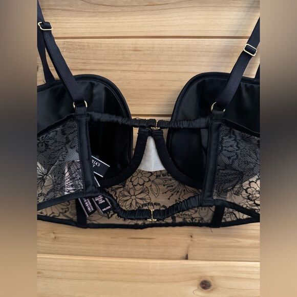 NWT Victorias Secret Size 34C Underwire Embroidered Metallic Push Up Bustier Bra - Picture 10 of 14